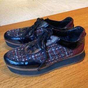 Aquatalia Tweed Leather Suede Sneakers like Chanel